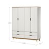 Guarda-roupa 4 Portas 4 Gavetas em Madeira Maciça Linha Nórdica Yescasa  - 4