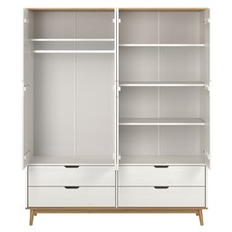 Guarda-roupa 4 Portas 4 Gavetas em Madeira Maciça Linha Nórdica Yescasa  - 3