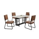 Ver imagem 2 de Conjunto Sala de Jantar Mesa 120x90cm Base Pérola Tampo MDF Laca com Vidro Napoli Preto/Marrom