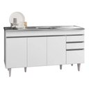 Ver mais imagens de Armário de Cozinha Modulado de Canto Direito 4 Peças Cp42 com Pia Inox Branco - Lumil Lumil Móveis