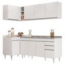 Ver imagem 1 de Armário de Cozinha Modulado de Canto Direito 4 Peças Cp42 com Pia Inox Branco - Lumil Lumil Móveis