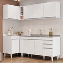 Ver imagem 1 de Armário de Cozinha Modulado de Canto Direito 4 Peças Cp42 com Pia Inox Branco - Lumil Lumil Móveis