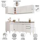 Ver imagem 4 de Armário de Cozinha Modulado de Canto Direito 4 Peças Cp42 com Pia Inox Branco - Lumil Lumil Móveis