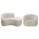 Ver imagem 2 de Kit Divã Recamier Orgânico Marrocos 150cm Lado Direito e 1 Poltronas Amore Linho Bege