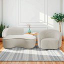 Ver imagem 1 de Kit Divã Recamier Orgânico Marrocos 150cm Lado Direito e 1 Poltronas Amore Linho Bege