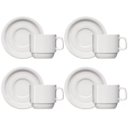 Ver imagem 1 de Jogo 4 Xícaras de Café com Pires de Porcelana 65ml Classe Única Iguaçu Germer Branco