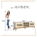 Ver mais imagens de Rack para Tv até 65 Polegadas Amber 2 Portas Vidro Deslisante Reflecta 180cm - Off White e Cedro