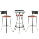 Ver imagem 1 de Kit de Mesa Bistrô com Tampo de Vidro Redondo 4 Banquetas em Alumínio e Fibra Sintética Preta