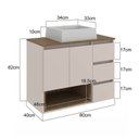 Ver imagem 4 de Gabinete Banheiro Suspenso 80cm com 02 Portas 03 Gavetas e Nicho com Cuba Vitória