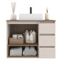 Ver imagem 2 de Gabinete Banheiro Suspenso 80cm com 02 Portas 03 Gavetas e Nicho com Cuba Vitória