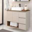 Ver imagem 1 de Gabinete Banheiro Suspenso 80cm com 02 Portas 03 Gavetas e Nicho com Cuba Vitória