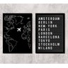 Kit 2 Quadros Viagem Placa de Aeroporto 24x18cm - com Vidro:madeira Preta - 2