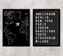 Ver imagem 2 de Kit 2 Quadros Viagem Placa de Aeroporto 24x18cm - com Vidro:madeira Preta