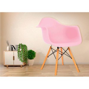 Cadeira Charles Eames Eiffel Com Braço - Rosa