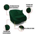 Ver imagem 3 de Poltrona Decorativa Orgânica Pé de Metal Dourado Zaya Bouclê Verde C05 - D’Rossi