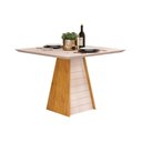 Ver imagem 1 de Mesa de Sala Jantar Fler com Tampo Madeirado Vidro 90x90cm Cedro/off White/off White Dj Móveis