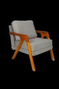 Ver imagem 4 de Kit 2 Poltronas Decorativa Mona Luxo Linho Cinza e Base Madeira Maciça - Saturno Decorações