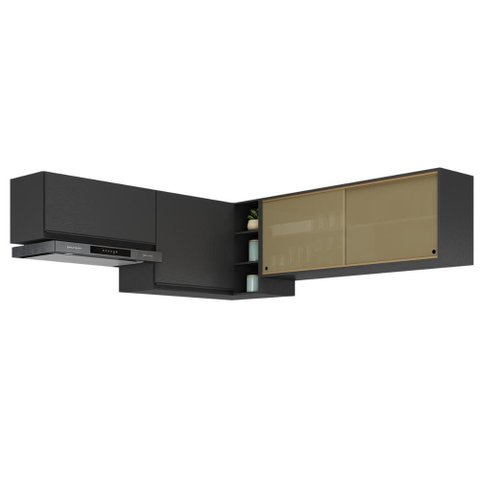 Kit Armário Cozinha Aéreo Canto 90cm com Aéreo 70cm e Aéreo 120cm Veneza Multimóveis Mp2287