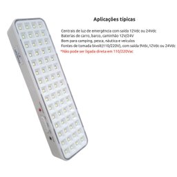 Luminaria 60 Leds 12v 24v para Central de Luz Emergencia - 3