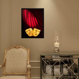 Quadro Decorativo Teatro- Máscaras 45x34cm - com Vidro:madeira Preta - 2