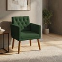 Ver imagem 1 de Poltrona Decor para Studio Cliente Tecido Suede Base Fixa Pés em Madeira Natural Suporta 120 Kg