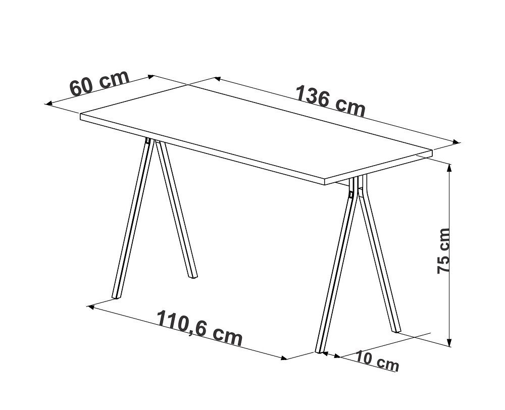 Mesa de Jantar Slim Estrutura em Aço 27891 Artesano - Vermont/preto Fosco - 3