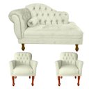 Ver imagem 1 de Jogo Divã 120cm Modelo Imperial + 2 Poltronas Stephany Suede:marfim