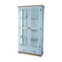 Ver imagem 1 de Cristaleira de Madeira Maciça 2 Portas 1 Gaveta 3 Prateleiras Pés Torneados Florença 303