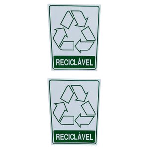 Kit 2 Placa Adesiva Sinalização Lixo Reciclavel Adesivo