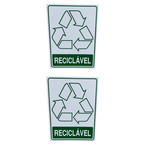 Kit 2 Placa Adesiva Sinalização Lixo Reciclavel Adesivo