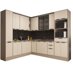 Armário Cozinha Completa Canto 10 Peças Stylo C/ Paneleiro Cor:beige - 2