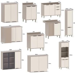 Armário Cozinha Completa Canto 10 Peças Stylo C/ Paneleiro Cor:beige - 4