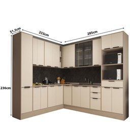 Armário Cozinha Completa Canto 10 Peças Stylo C/ Paneleiro Cor:beige - 3