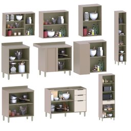 Armário Cozinha Completa Canto 10 Peças Stylo C/ Paneleiro Cor:beige - 5