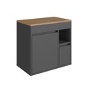 Ver imagem 7 de Conjunto Banheiro Gabinete e Espelheira 3 Portas 1 Gaveta Suspenso 60cm Multimóveis Crart-CON010.Gra