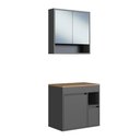 Ver imagem 2 de Conjunto Banheiro Gabinete e Espelheira 3 Portas 1 Gaveta Suspenso 60cm Multimóveis Crart-CON010.Gra