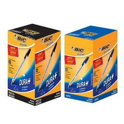 Kit Caixa de Caneta Esferográfica Cristal 1.0mm 100 Unidades Azul e Preto - Bic - 1