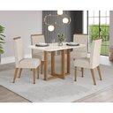 Ver imagem 1 de Conjunto Mesa de Jantar Natalí com Vidro e 4 Cadeiras Nina Henn - Nature/off White/linho