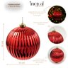 Bola de Natal Vermelha Calabaza 15cm Decoração Árvore - 3