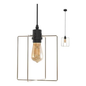 Lustre Taschibra Pendente Aramado Metal Square Dourado P/ Lâmpada 1 X E27