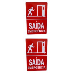 Kit 2 Placa de Sinalização Saida de Emergencia 20 X 30 Cm - 1
