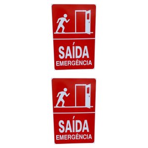 Kit 2 Placa de Sinalização Saida de Emergencia 20 X 30 Cm