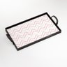 Bandeja Decorativa Média Chevron Rosa 40x28cm Preta - 1
