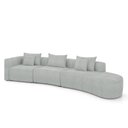 Ver imagem 2 de Sofá Curvo Decorativo Kimiko 437cm 5 Lugares Sala de Estar com Chaise Bouclê Cinza G52 - Gran Belo