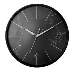Relógio Parede Herweg Vidro 34,6 Cm Preto Fosco 6869 Preto - Preto - 1
