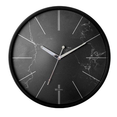 Relógio Parede Herweg Vidro 34,6 Cm Preto Fosco 6869 Preto - Preto