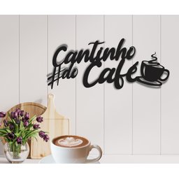 Painel Decorativo Cantinho Do Café Hasttag Mdf Preto Fosco - 2