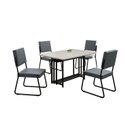Ver imagem 2 de Conjunto Sala de Jantar Mesa 120x90cm Base Pérola Tampo MDF Laca com Vidro Napoli Preto/Grafite