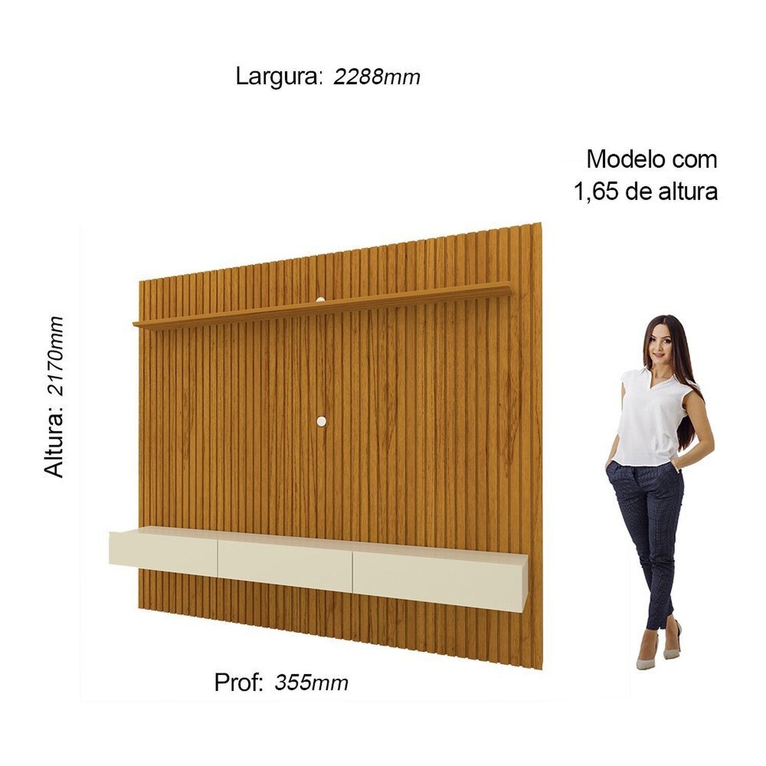 Estante Home Ripada para Tv até 85 Polegadas 3 Gavetas Nobre Clean - 4