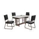 Ver imagem 2 de Conjunto Sala de Jantar Mesa 120x90cm Base Pérola Tampo MDF Laca com Vidro Napoli Marrom/Preto